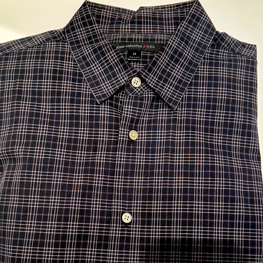 John Varvatos Men's black and grey Plaid Shirt